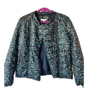 ModCloth Floral Retro Bomber Puffer Jacket